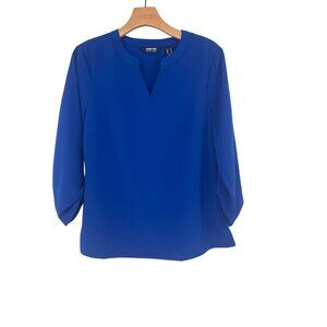 Lands End Womens royal Blue 3/4 Sleeve Blouse popover Size 10